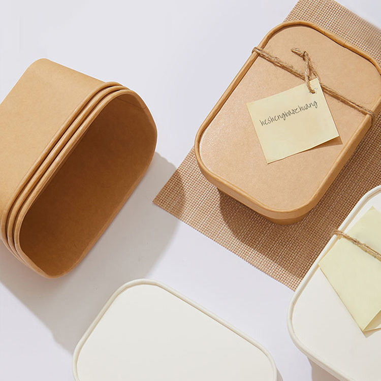 Hot kraft paper lunch box bento fried chicken box rectangular fast food bento takeaway packaging