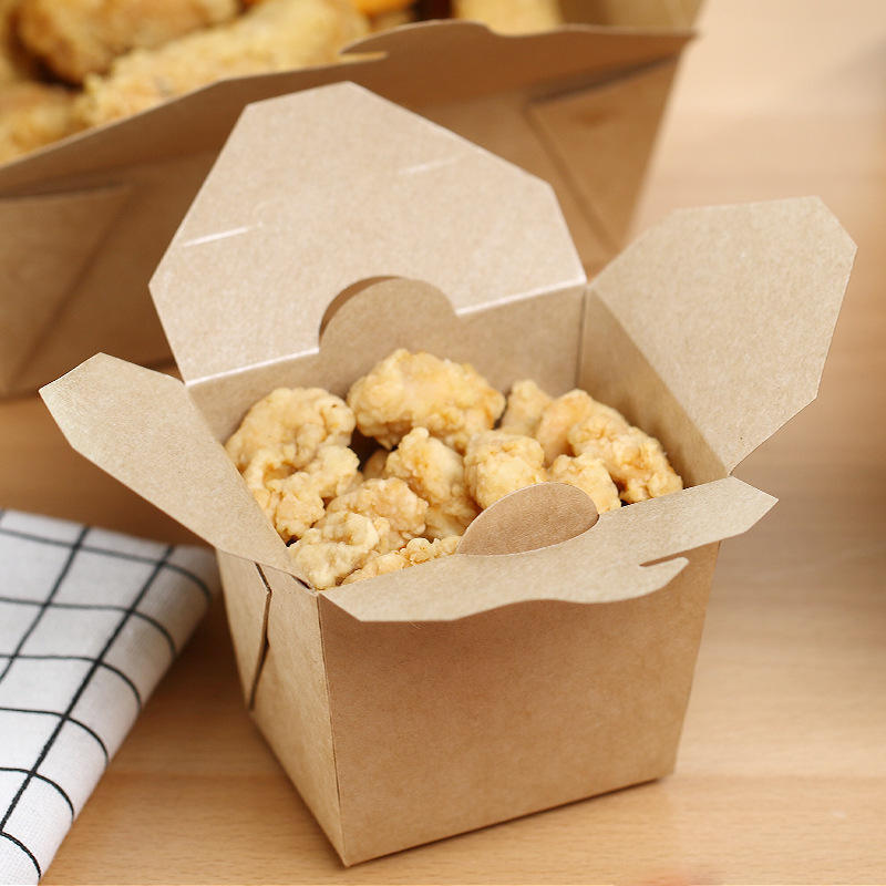 Custom logo eco friendly kraft food paper lunch box takeaway kraft paper box