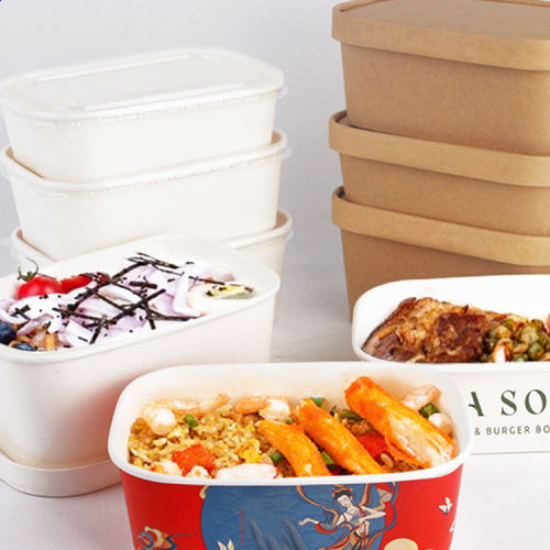 Hot kraft paper lunch box bento fried chicken box rectangular fast food bento takeaway packaging