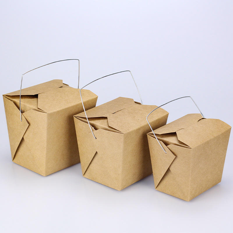 Portable packaging box cowhide food-grade paper lunch box fried rice fried chicken chips takeaway fast food packaging box