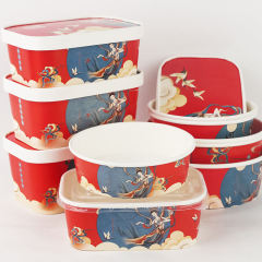 Hot kraft paper lunch box bento fried chicken box rectangular fast food bento takeaway packaging