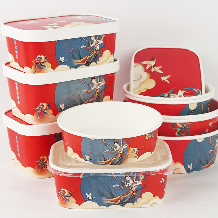 Hot kraft paper lunch box bento fried chicken box rectangular fast food bento takeaway packaging