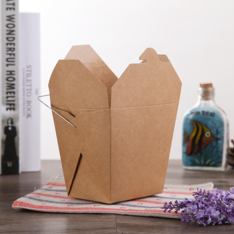 Portable packaging box cowhide food-grade paper lunch box fried rice fried chicken chips takeaway fast food packaging box