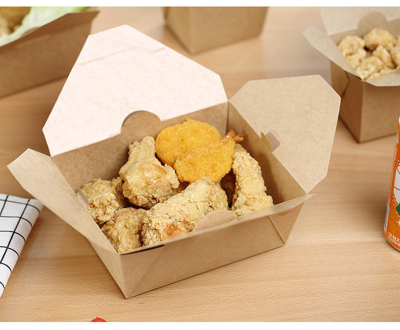 Custom logo eco friendly kraft food paper lunch box takeaway kraft paper box