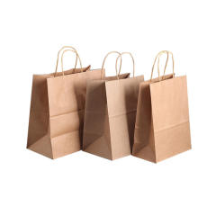 Custom size wholesale portable paper bag kraft paper brown paper shopping bag
