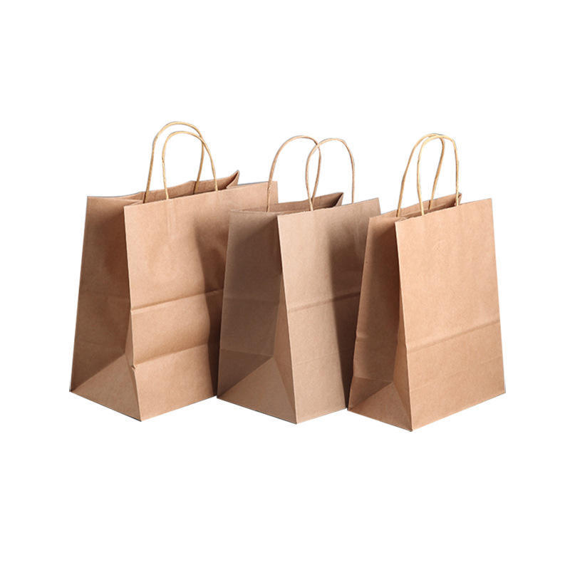 Custom size wholesale portable paper bag kraft paper brown paper shopping bag