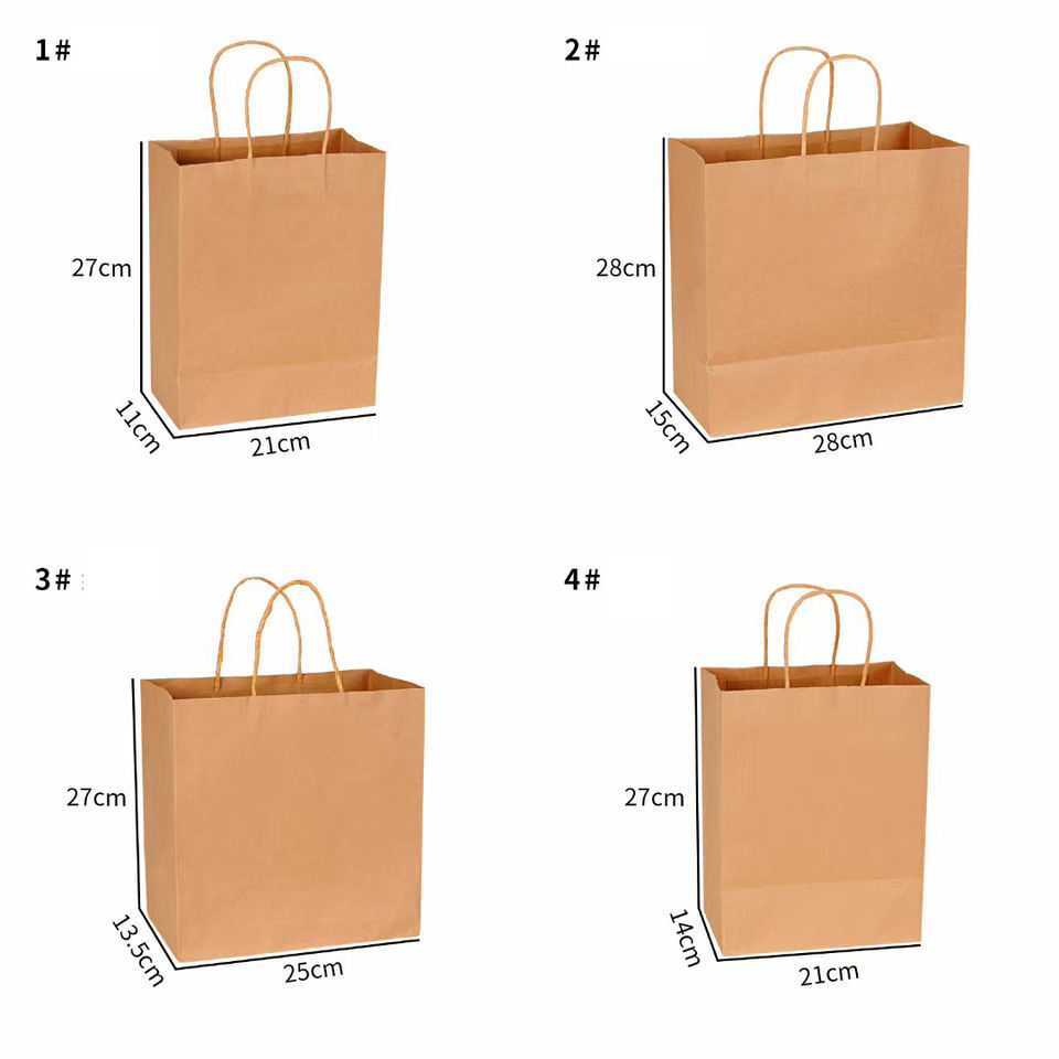 Custom size wholesale portable paper bag kraft paper brown paper shopping bag