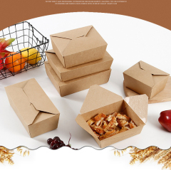 Customized environmental protection kraft paper lunch box takeaway oil-proof food kraft paper box