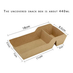 Healthy platter takeaway divided chicken pieces and French fries packed lunch box double kraft paper food packaging