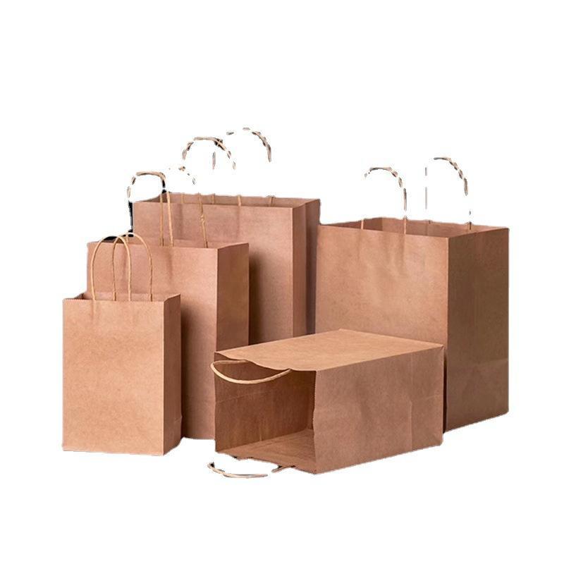 Custom size wholesale portable paper bag kraft paper brown paper shopping bag