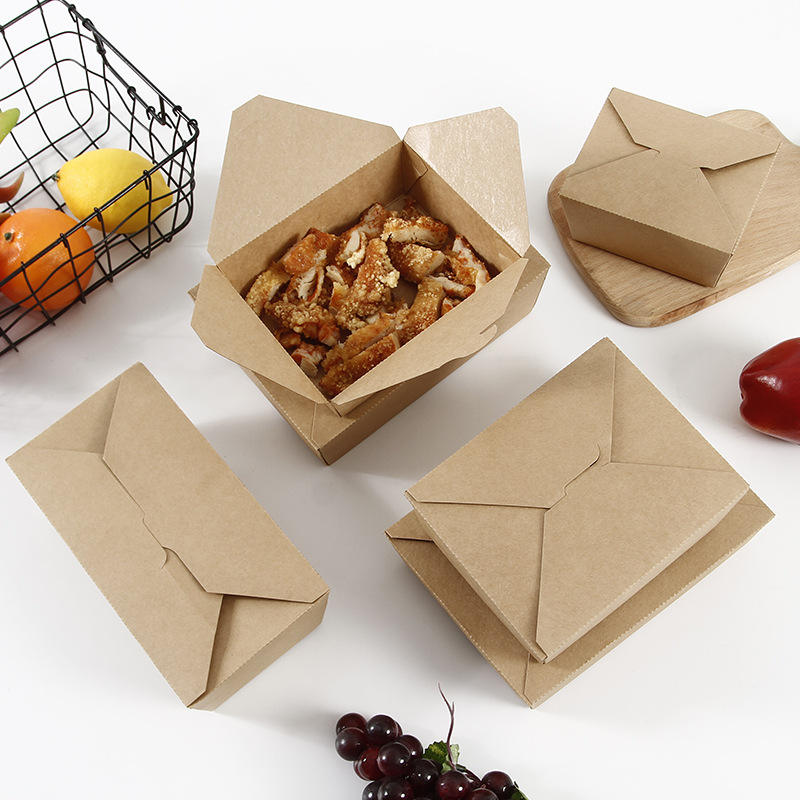 Customized environmental protection kraft paper lunch box takeaway oil-proof food kraft paper box