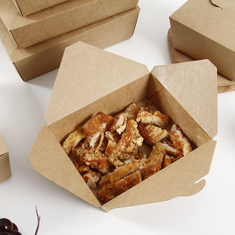 Customized environmental protection kraft paper lunch box takeaway oil-proof food kraft paper box