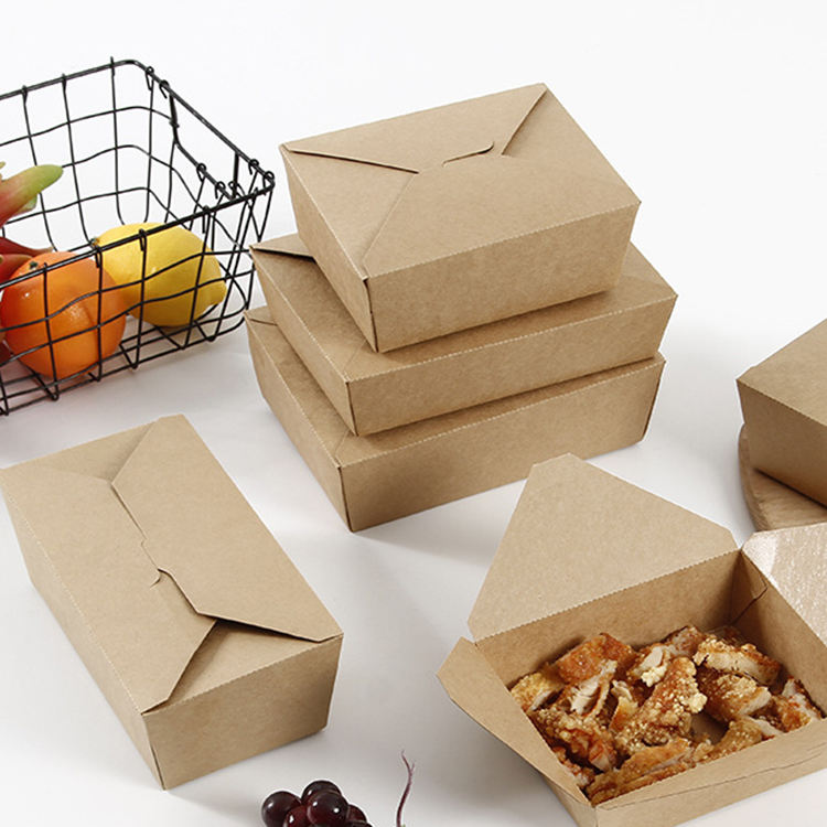 Customized environmental protection kraft paper lunch box takeaway oil-proof food kraft paper box