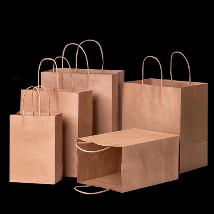Custom size wholesale portable paper bag kraft paper brown paper shopping bag