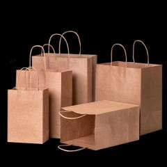 Custom size wholesale portable paper bag kraft paper brown paper shopping bag
