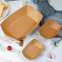 Kraft Paper Lunch Food Box Eco-friendly Brown Paper Snack Cake Tray Hot Dog Tray Boat