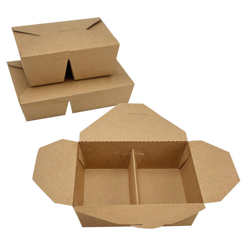 Disposable Takeaway Food Containers Brown Kraft Paper Take Out Food Lunch Boxes For Salad Sushi