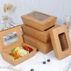 Customized degradable window kraft paper lunch takeaway food box takeaway fast food paper container paper food box