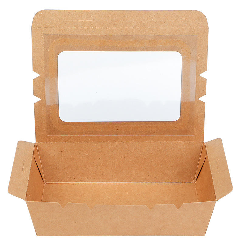 Customized degradable window kraft paper lunch takeaway food box takeaway fast food paper container paper food box