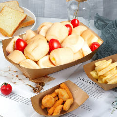 Kraft Paper Lunch Food Box Eco-friendly Brown Paper Snack Cake Tray Hot Dog Tray Boat