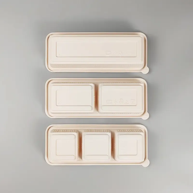 Disposable food container biodegradable corn starch food container microwave oven take-away food packaging container with cover