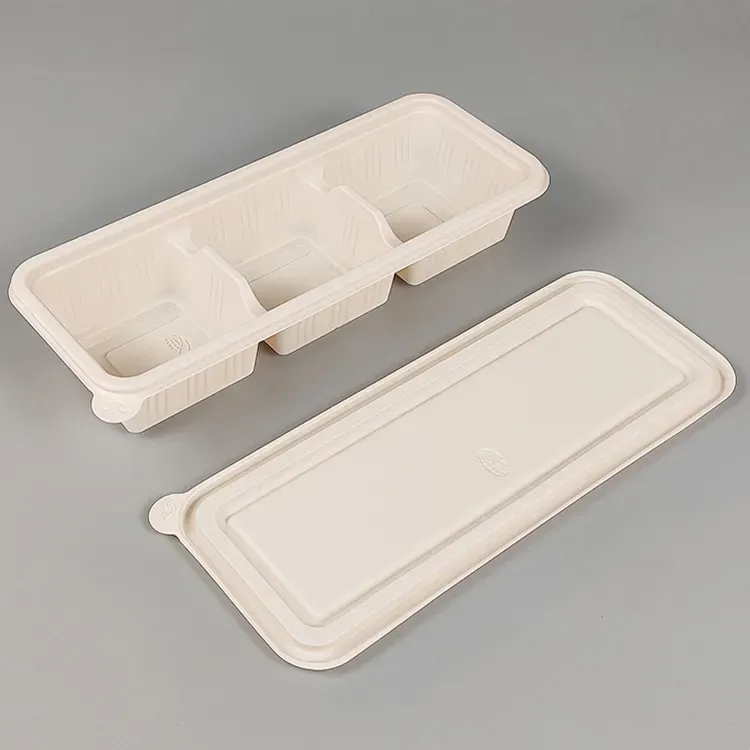Disposable food container biodegradable corn starch food container microwave oven take-away food packaging container with cover