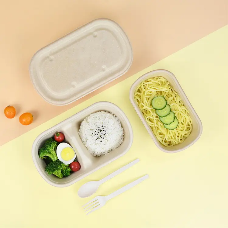 wheat straw material Lunch Box Environmentally Friendly Degradable fast food box