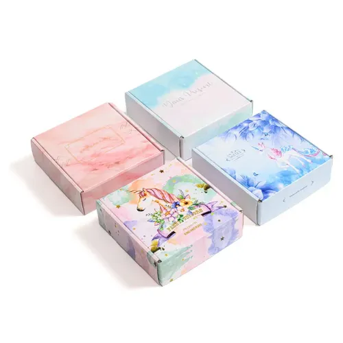 Customized Logo small corrugated cardboard color transport box packaging folding color plane box