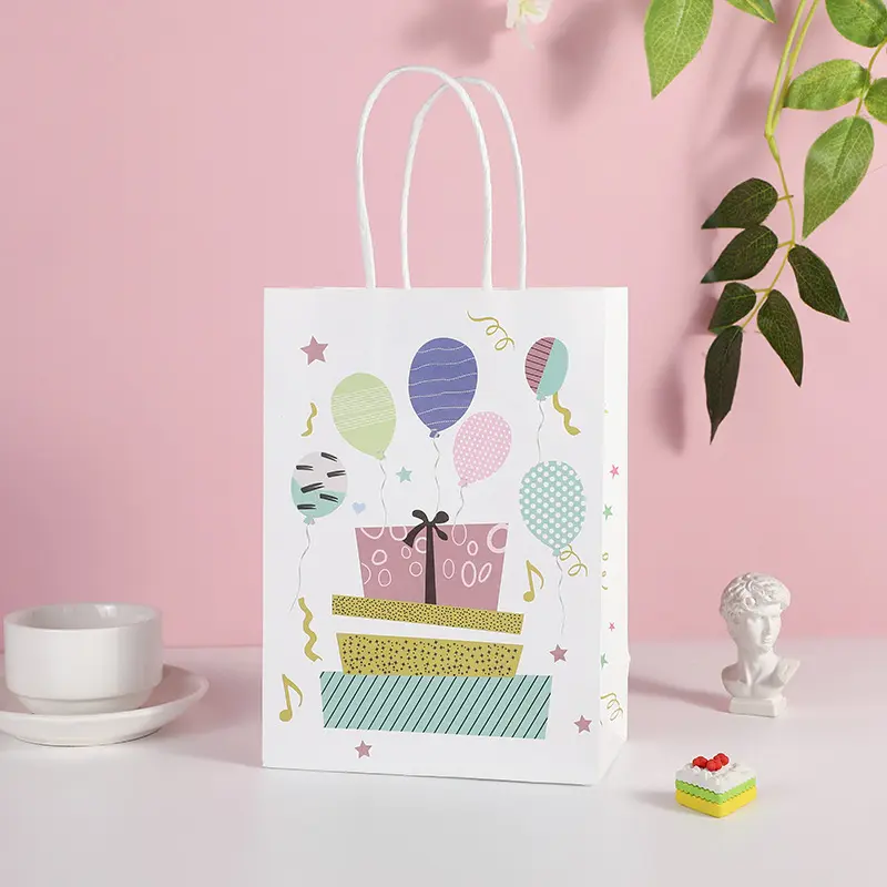 New birthday cowhide handbag cartoon shopping paper bag gift bag packaging spot wholesale