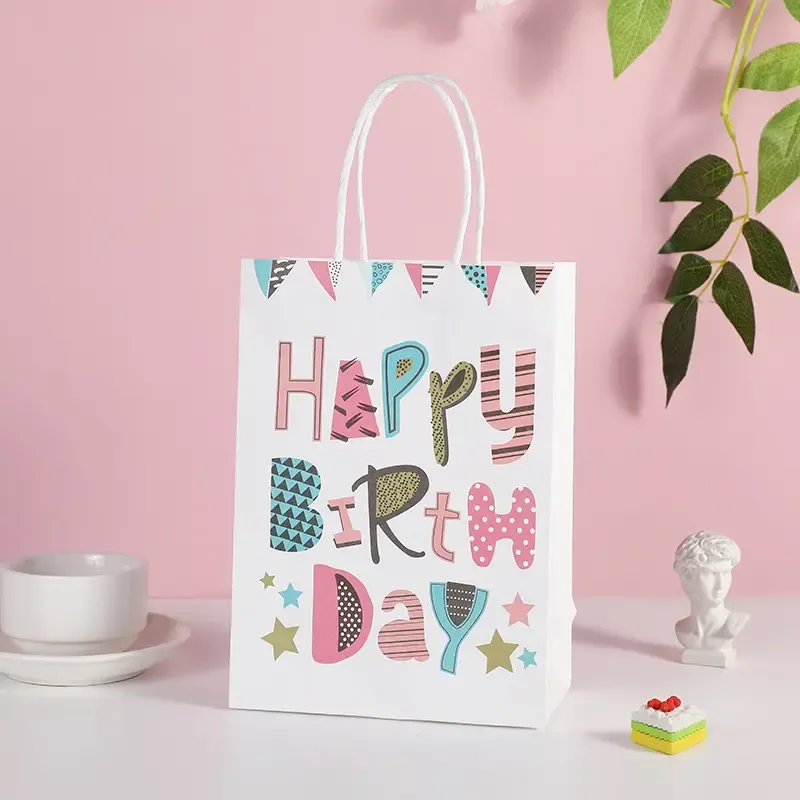New birthday cowhide handbag cartoon shopping paper bag gift bag packaging spot wholesale