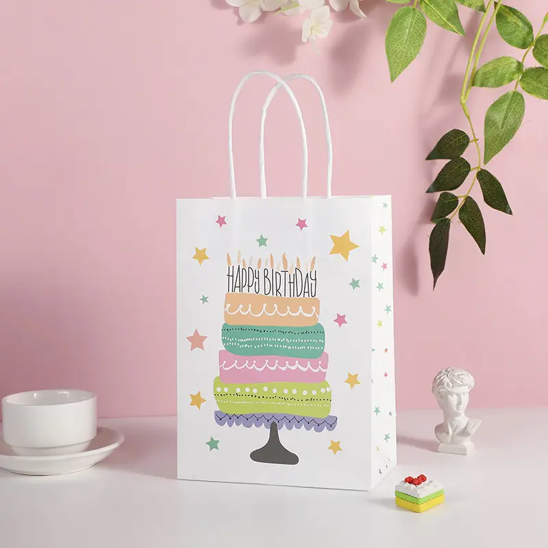 New birthday cowhide handbag cartoon shopping paper bag gift bag packaging spot wholesale