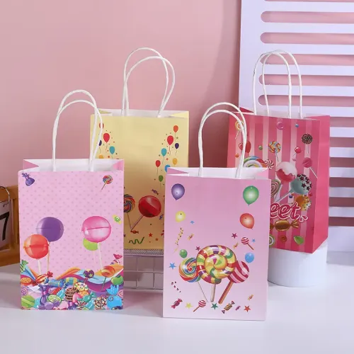 Wholesale candy gift bags business holiday party decorative bags with handles paper bags