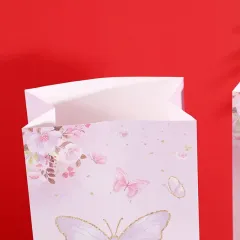 Hot pink printing no portable anniversary gift bag kraft paper square bottom paper bag holiday gift bag