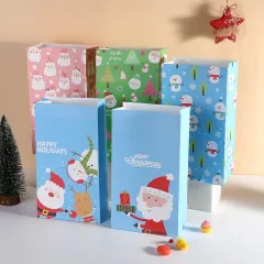 Wholesale Christmas gift bag cartoon cute white kraft paper bag holiday gift simple gift bag