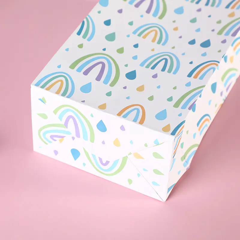 White kraft paper square bottom paper bag with hand gift holiday gift packaging bag