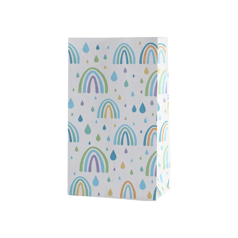 White kraft paper square bottom paper bag with hand gift holiday gift packaging bag