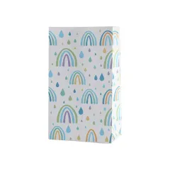White kraft paper square bottom paper bag with hand gift holiday gift packaging bag