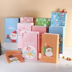 Wholesale Christmas gift bag cartoon cute white kraft paper bag holiday gift simple gift bag