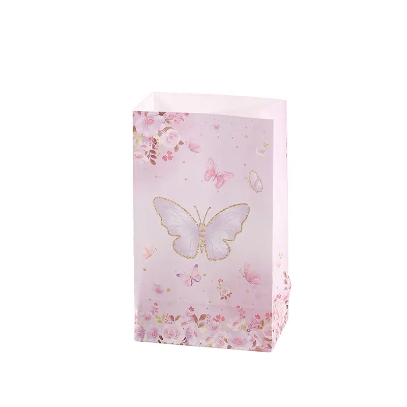 Hot pink printing no portable anniversary gift bag kraft paper square bottom paper bag holiday gift bag