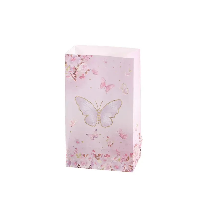 Hot pink printing no portable anniversary gift bag kraft paper square bottom paper bag holiday gift bag