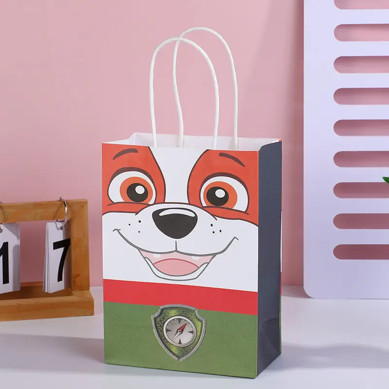 Cartoon cute paper packaging gift bag candy paper birthday gift bag with handle