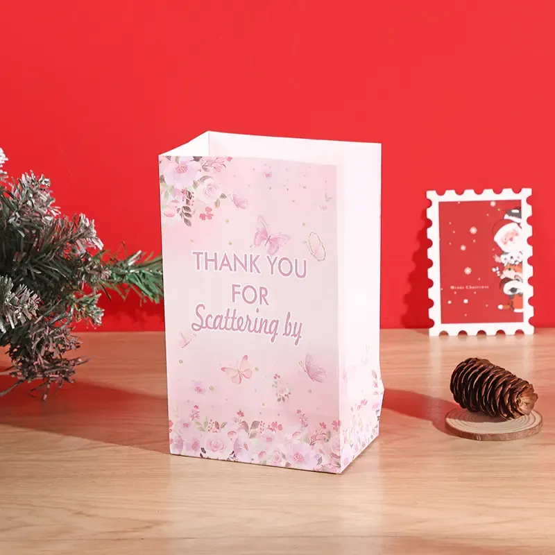 Hot pink printing no portable anniversary gift bag kraft paper square bottom paper bag holiday gift bag