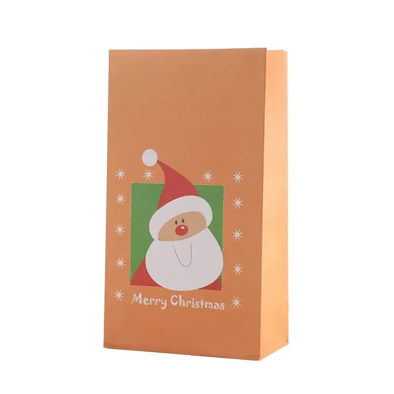 Wholesale Christmas gift bag cartoon cute white kraft paper bag holiday gift simple gift bag