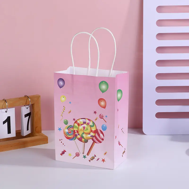 Wholesale candy gift bags business holiday party decorative bags with handles paper bags