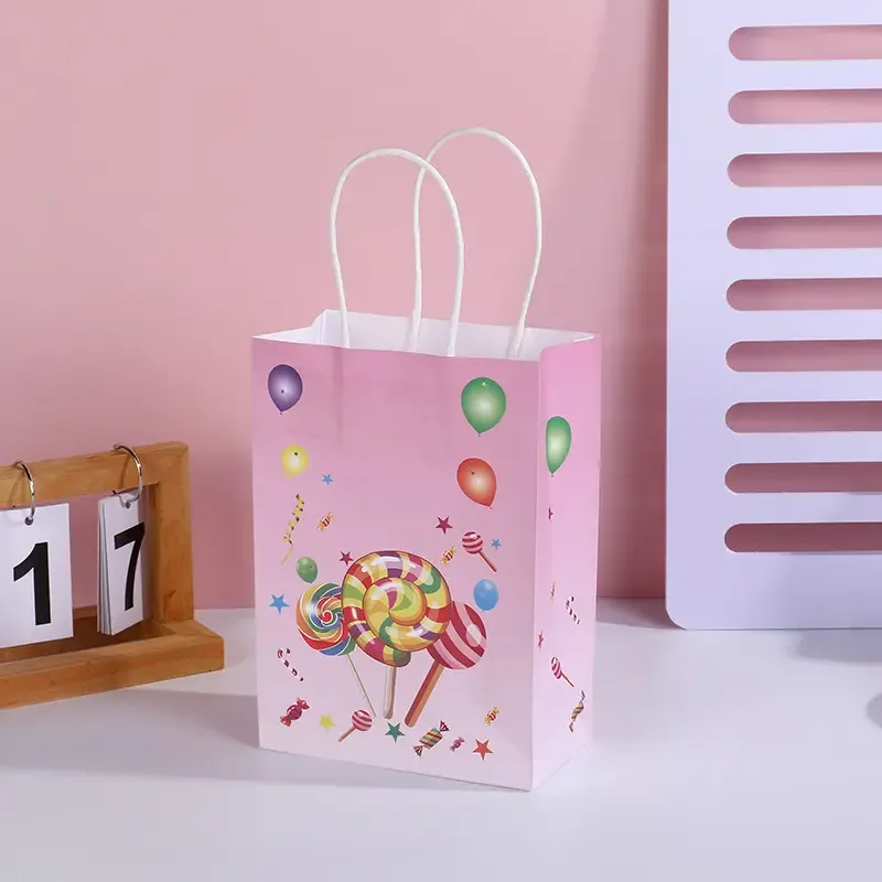 Wholesale candy gift bags business holiday party decorative bags with handles paper bags