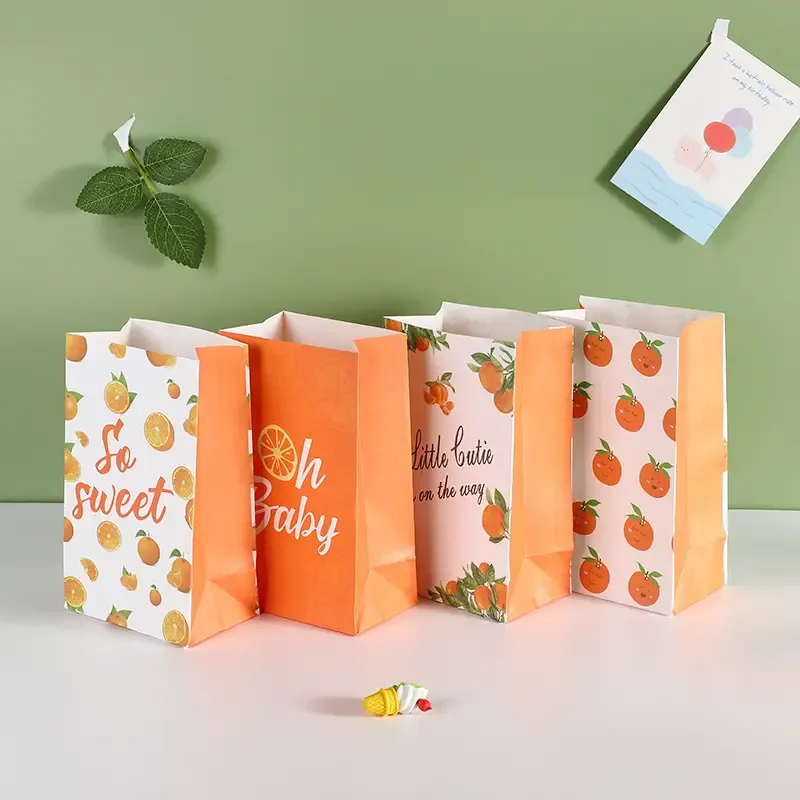Best selling gift bags cartoon cute fruit white cowhide cross-border paper bags holiday gifts simple gift bags
