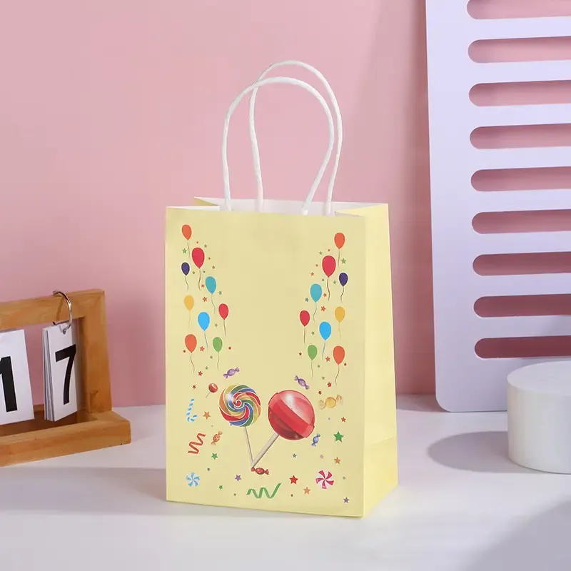 Wholesale candy gift bags business holiday party decorative bags with handles paper bags
