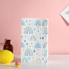 White kraft paper square bottom paper bag with hand gift holiday gift packaging bag