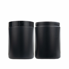 Custom Black Milk Powder Packaging Bottle Food Grade 1.3L Plastic Protein Supplements Powder Container Jar