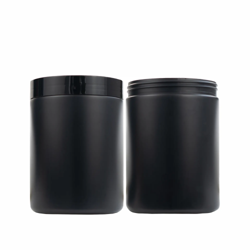 Custom Black Milk Powder Packaging Bottle Food Grade 1.3L Plastic Protein Supplements Powder Container Jar
